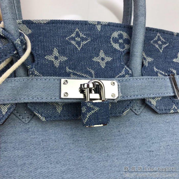 路易威登LV女包 頂級原單 M48888 30cm Humble Travel Bag Birkin BK Sup合作款 原版牛仔包包 時尚百搭款 凱莉  ydh2712